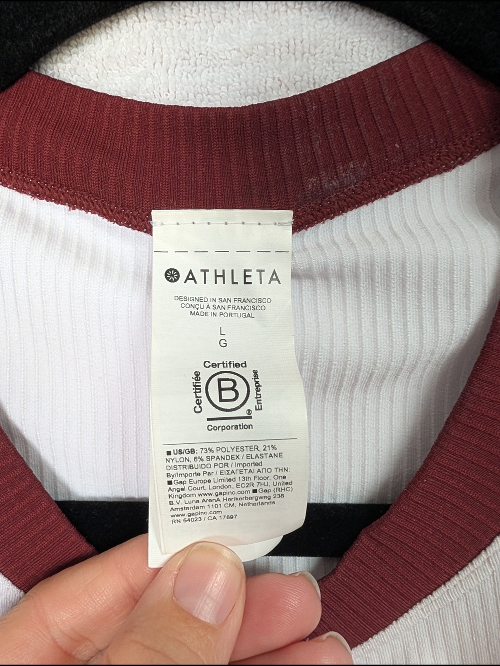 Athleta Women’s Ribbed Crewneck Tank - Maroon/White